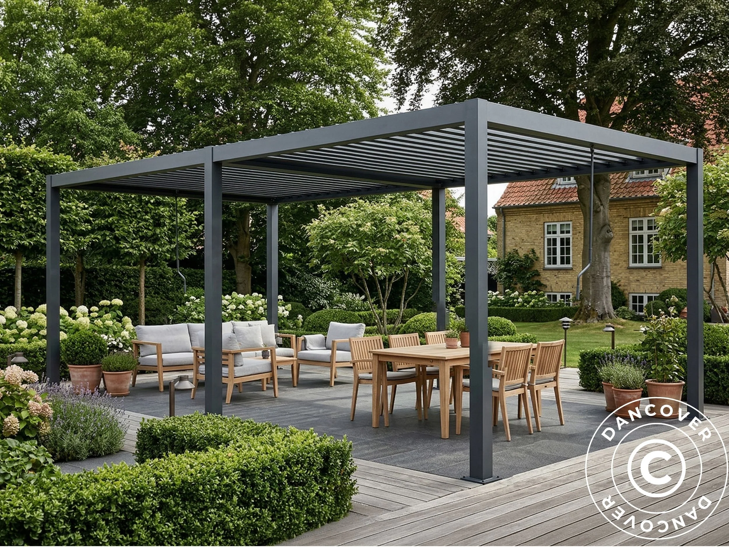 Pergola pawilon ogrodowy bioklimatyczny San Pablo Steel+, 4x7,8m, Czarny - Image 2