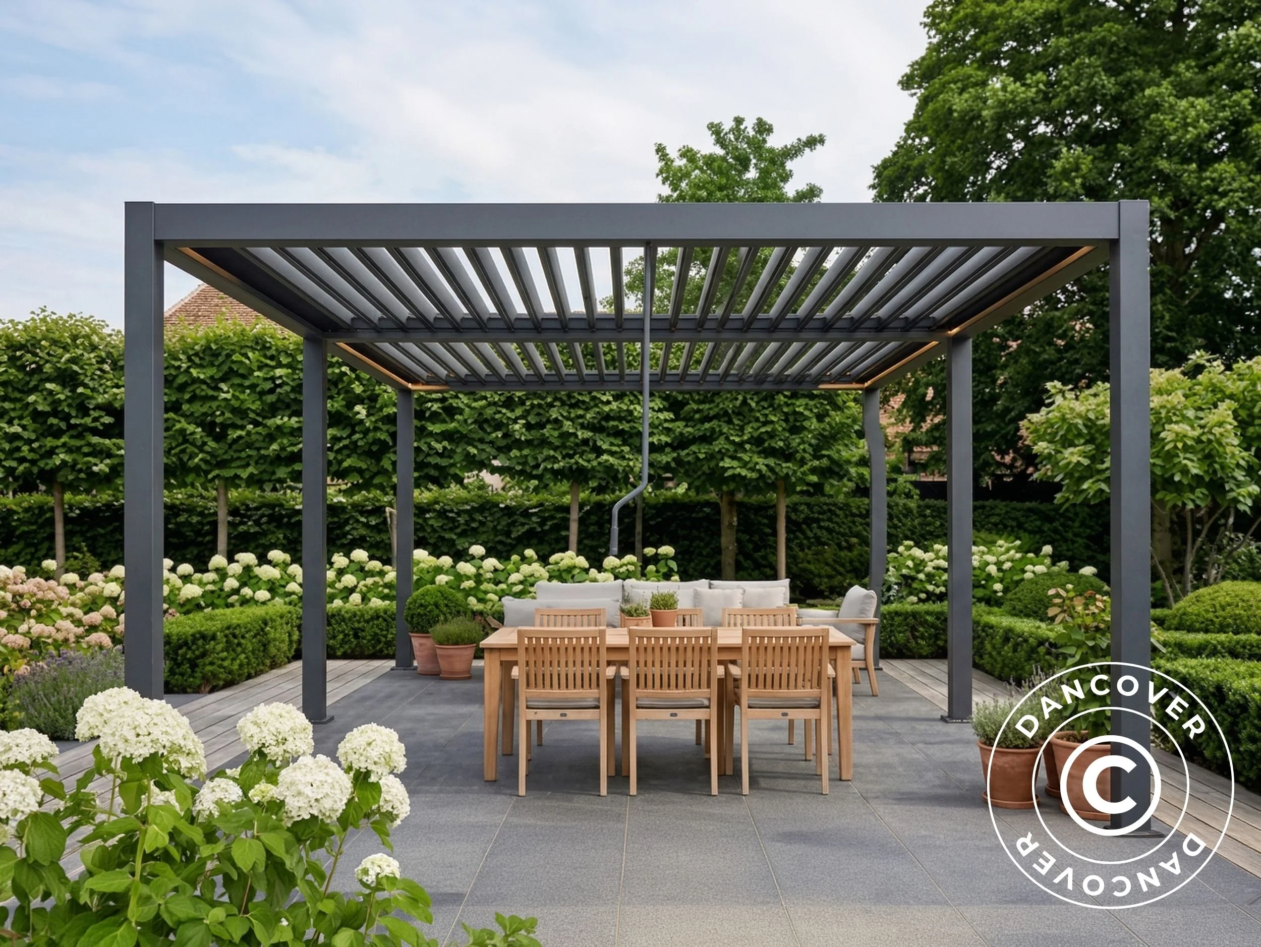 Pergola pawilon ogrodowy bioklimatyczny San Pablo Steel+, 4x7,8m, Czarny - Image 4