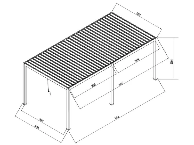 Pergola pawilon ogrodowy bioklimatyczny San Pablo Steel+, 4x7,8m, Czarny - Image 6