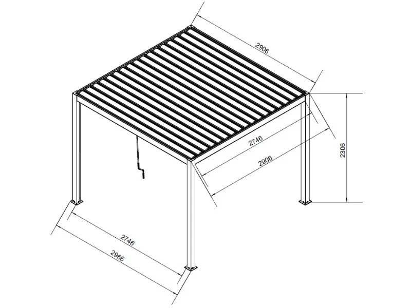 Pergola pawilon ogrodowy bioklimatyczny San Pablo Steel S80, 3x3m, Biały - Image 5