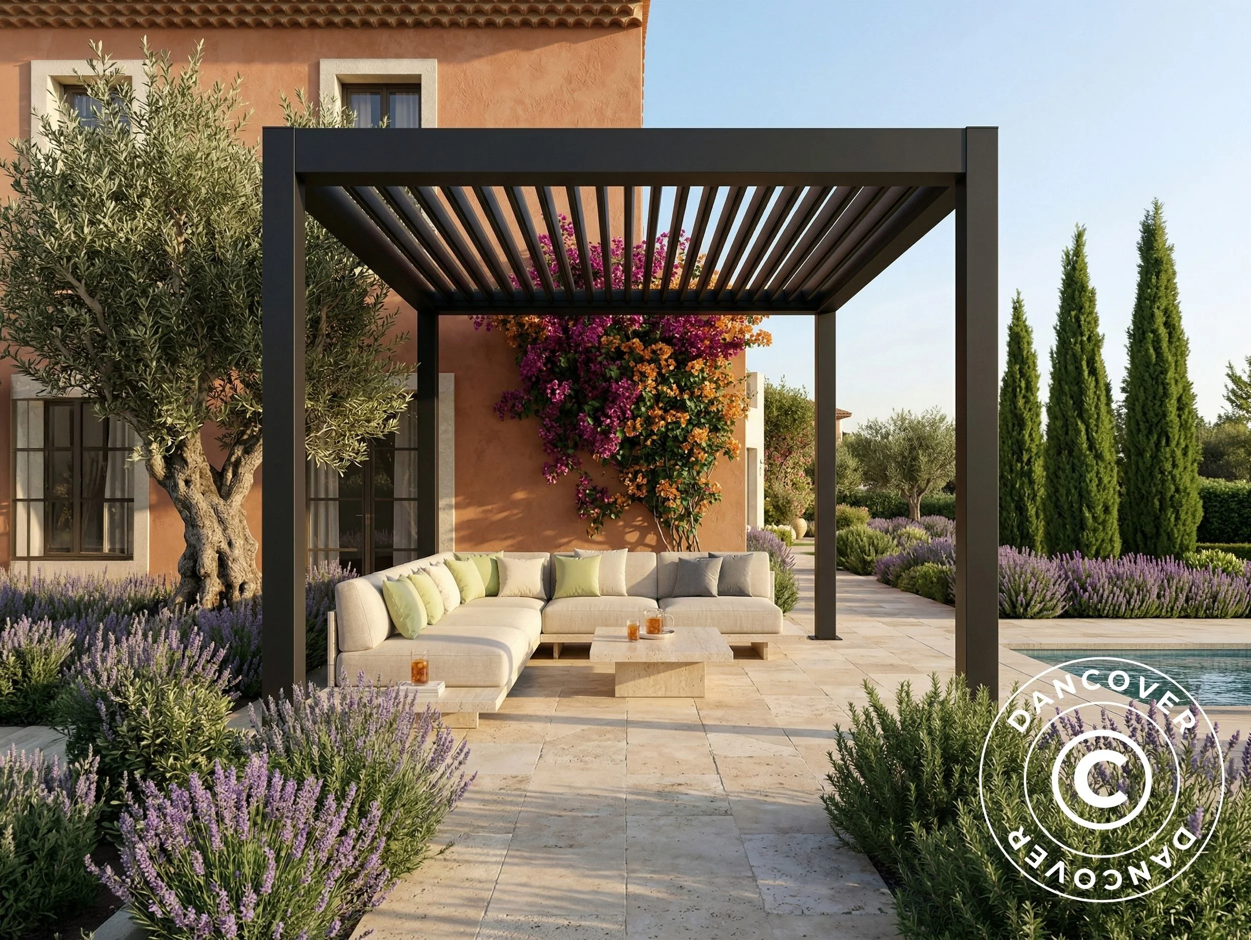 Pergola pawilon ogrodowy bioklimatyczny San Pablo Steel S80, 3x3m, Czarny - Image 2