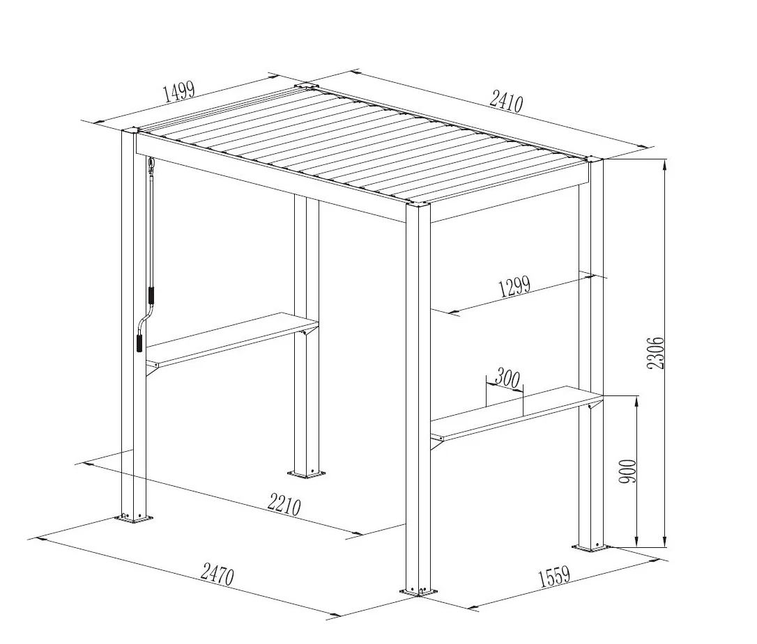 Pergola San Juan do grilla, 2,5x1,5x2,3m, Czarna - Image 6
