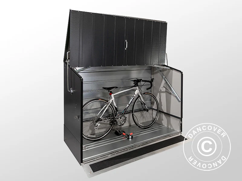Schowek na rowery z rampą, Protect-a-Cycle, Trimetals, 1,96x0,89x1,33m, 1,74m², Antracyt - Image 6