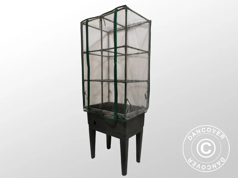Skrzynka na rośliny, podwyższona grządka z kratką, 0,6x0,4x1,5m, Szara - Image 3