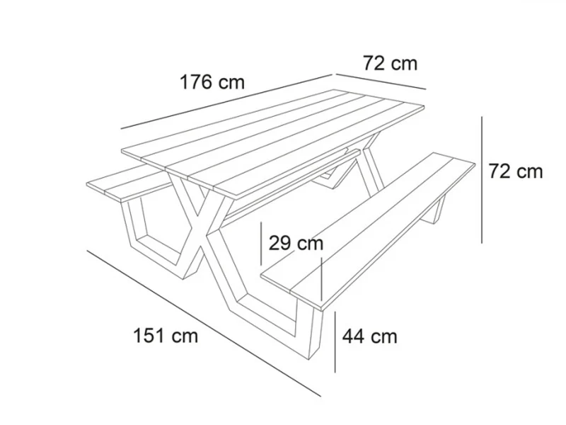 Stół piknikowy z tworzywa, 1,51x1,76x0,72m, Czarny/Antracyt - Image 3