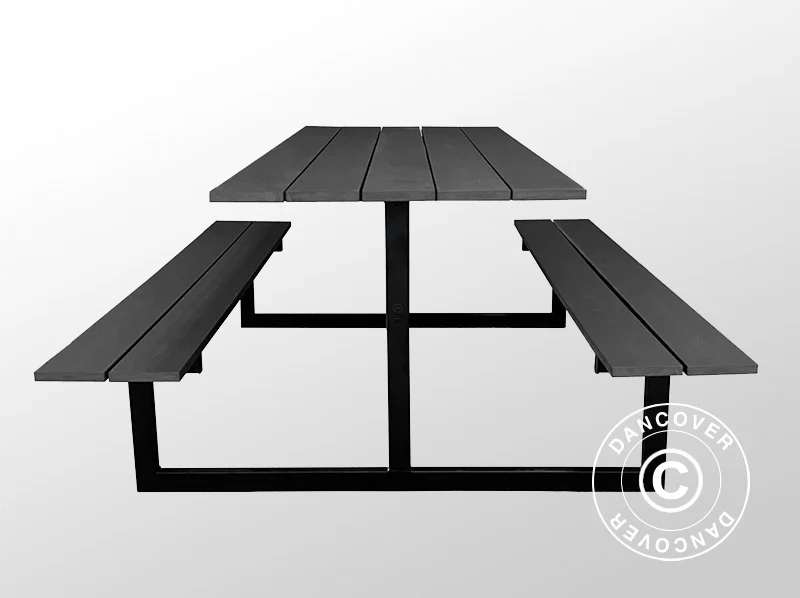 Stół piknikowy z tworzywa, 1,75x1,5m, Czarny/Antracyt - Image 3