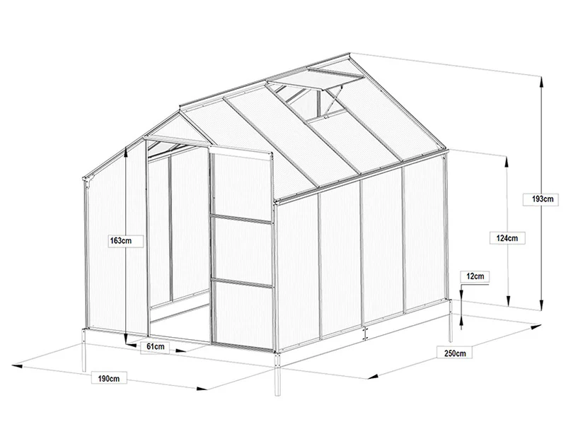 Szklarnia Poliwęglanowa 4,75m², 1,9x2,5x2,05m z podstawą, Czarna - Image 11