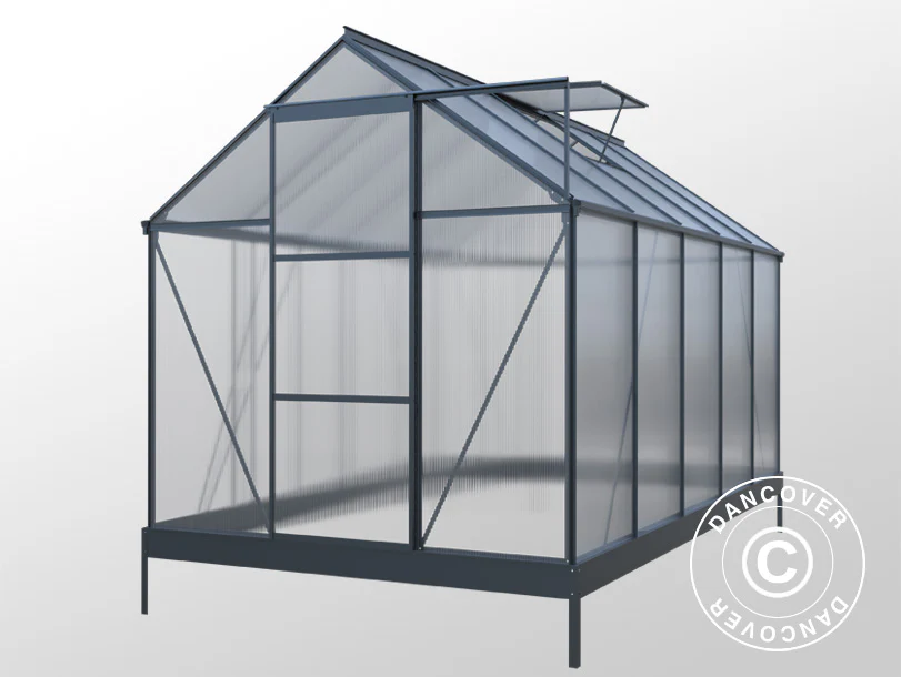 Szklarnia Poliwęglanowa 5,89m², 1,9x3,1x2,05m z podstawą, Czarna - Image 4