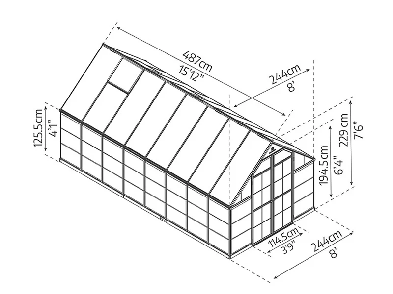 Szklarnia z poliwęglanu Balance 11,8m², Palram/Canopia, 2,44x4,87x2,29m, Srebrna - Image 7