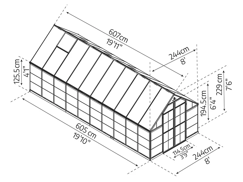 Szklarnia z poliwęglanu Balance 14,81m², Palram/Canopia, 2,44x6,07x2,29m, Srebrny - Image 10