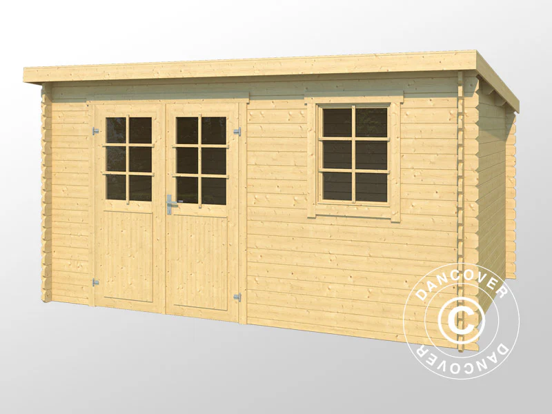 Szopa drewniana Asker 3,8x2,3x2,11m, 28mm, 8,4m², Naturalne drewno - Image 3