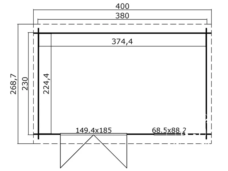 Szopa drewniana Asker 3,8x2,3x2,11m, 28mm, 8,4m², Naturalne drewno - Image 8