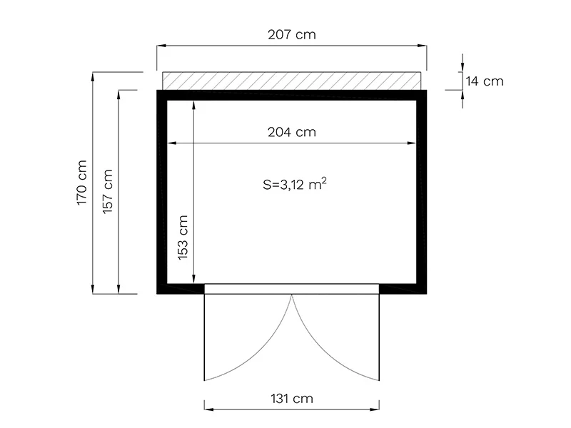 Szopa drewniana, Bertilo Cubico 2, 2,07x1,57x2,08m, 3,2m², Naturalne drewno - Image 6