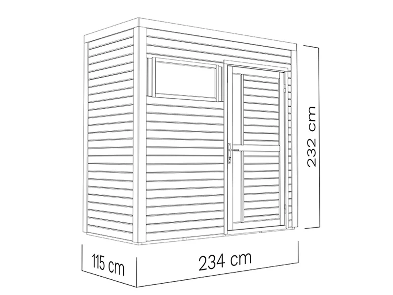 Szopa drewniana, Bertilo Cubus 1, 2,34x1,15x2,32m, 2,7m², Naturalne drewno - Image 5