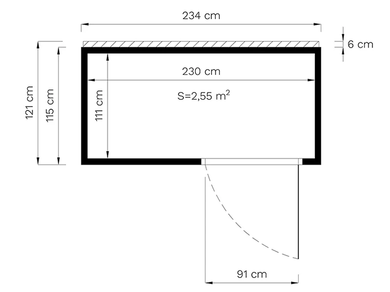 Szopa drewniana, Bertilo Cubus 1, 2,34x1,15x2,32m, 2,7m², Naturalne drewno - Image 6