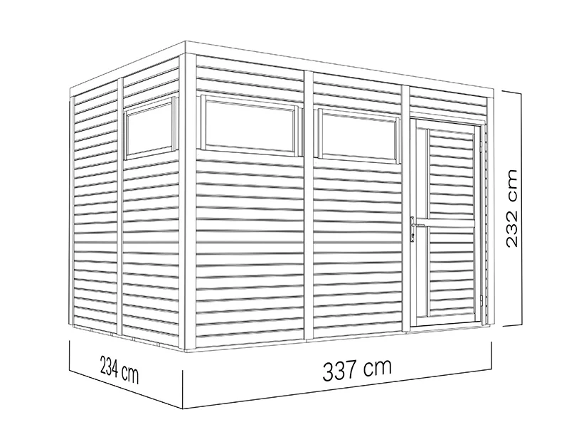Szopa drewniana, Bertilo Cubus 3, 3,37x2,34x2,32m, 7,9m², Szara - Image 4