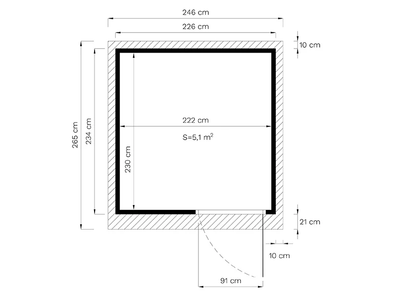Szopa drewniana, Bertilo Pentus 2, 2,26x2,34x2,33m, 5,1m², Naturalne drewno - Image 6