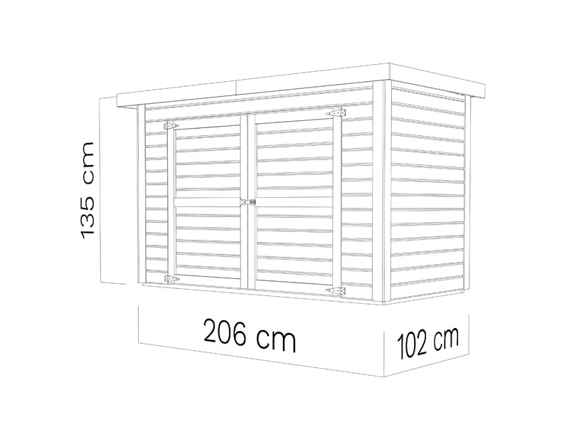 Szopa drewniana Bertilo Wallstore Velo, 2,06x1,02x1,35m, 2,1m², Naturalny - Image 10