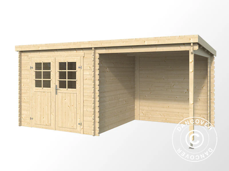 Szopa drewniana Lahti z zadaszeniem 4,24x2,2x2m, 28mm, 8,9m², Naturalna - Image 3