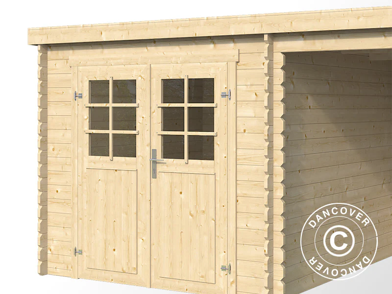 Szopa drewniana Lahti z zadaszeniem 4,24x2,2x2m, 28mm, 8,9m², Naturalna - Image 4