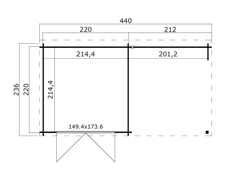 Szopa drewniana Lahti z zadaszeniem 4,24x2,2x2m, 28mm, 8,9m², Naturalna - Image 6