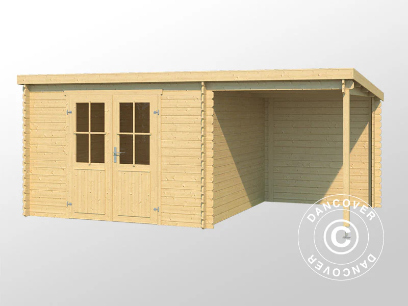 Szopa drewniana Tartu z daszkiem 4,81x2,92x2,11m, 28mm, 13,6m², Naturalne drewno - Image 3