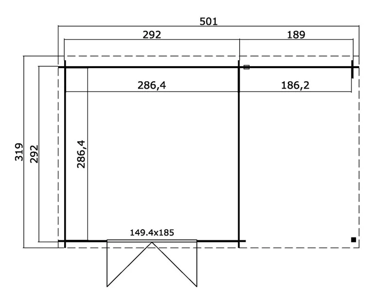 Szopa drewniana Tartu z daszkiem 4,81x2,92x2,11m, 28mm, 13,6m², Naturalne drewno - Image 7