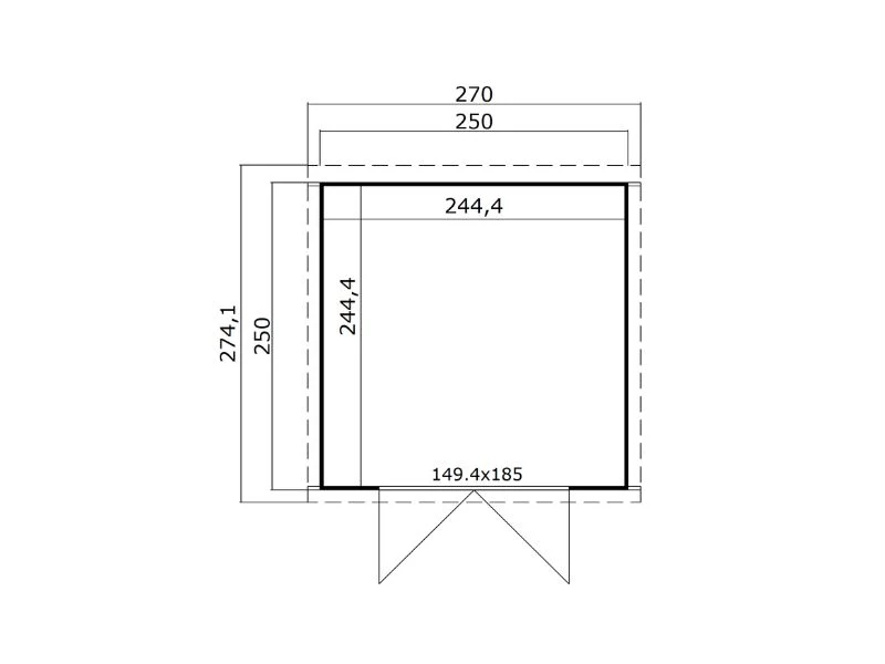 Szopa drewniana Torvik ze świetlikiem, 2,5x2,5x2,45m, 6,25m2, Naturalne drewno - Image 3