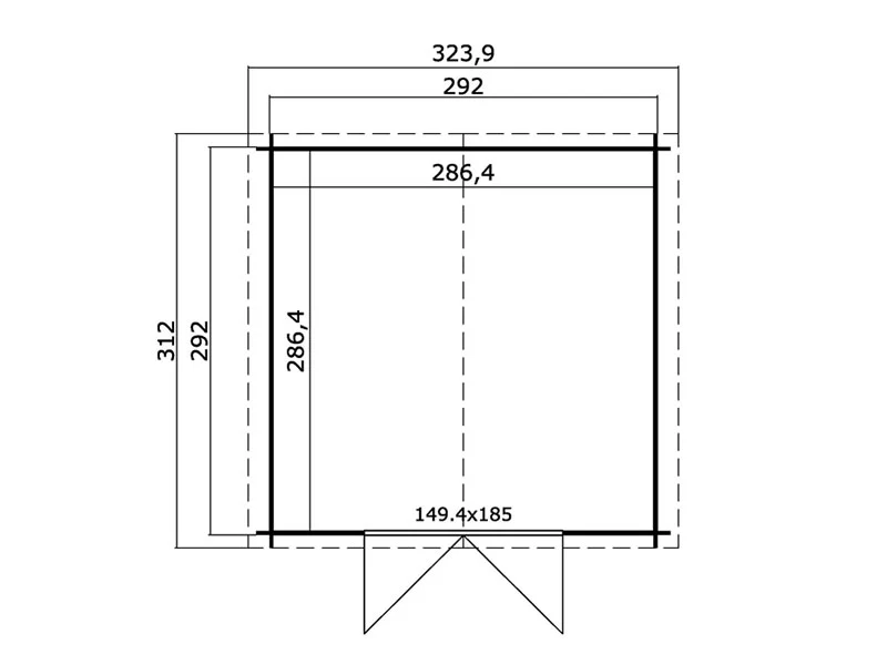 Szopa drewniana Trondheim 2,92x2,92x2,22m, 28mm, 8,5m², Naturalny - Image 4