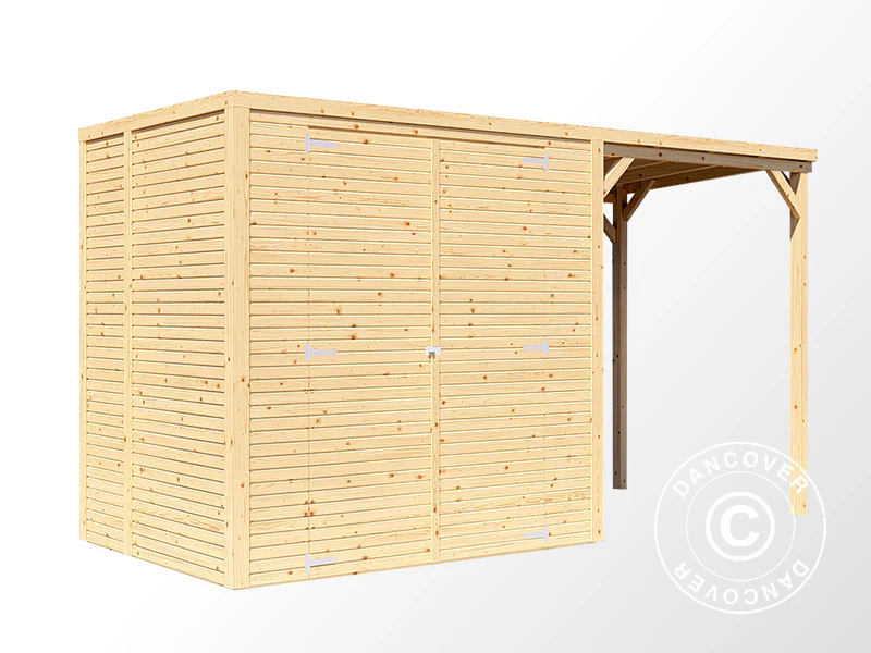 Szopa drewniana z daszkiem, Bertilo Cubico 2Plus, 3,73x1,57x2,08m, 2,43m² + 3,37m², Naturalne drewno - Image 3