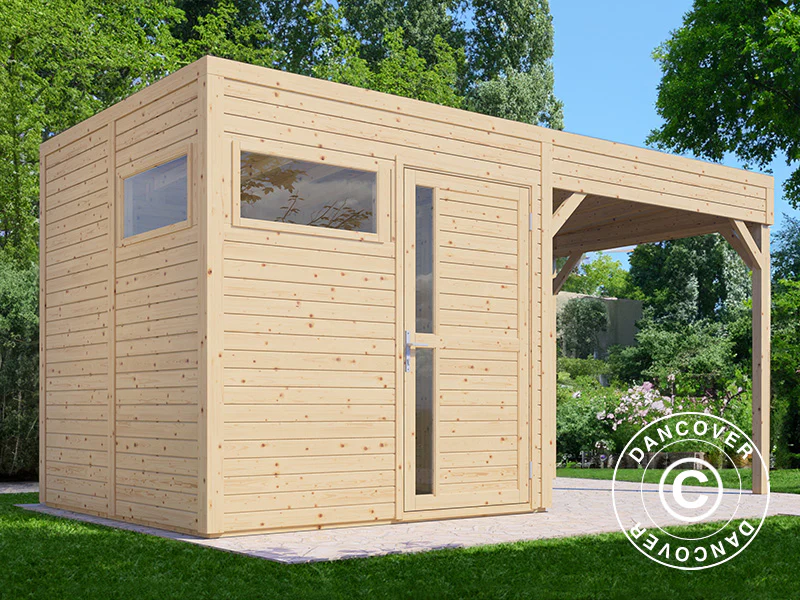 Szopa drewniana z daszkiem, Bertilo Cubus 2L, 4,49x2,34x2,32m, 5,1m²+5,15m², Naturalne drewno - Image 2