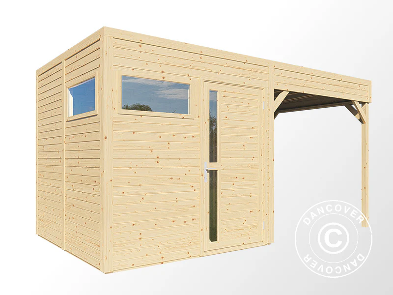 Szopa drewniana z daszkiem, Bertilo Cubus 2L, 4,49x2,34x2,32m, 5,1m²+5,15m², Naturalne drewno - Image 3