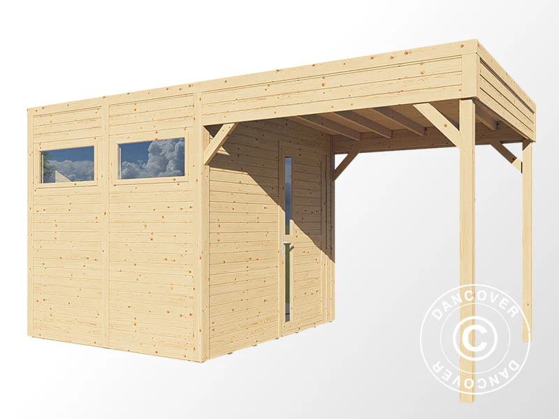 Szopa drewniana z daszkiem, Bertilo Cubus 2L, 4,49x2,34x2,32m, 5,1m²+5,15m², Naturalne drewno - Image 4