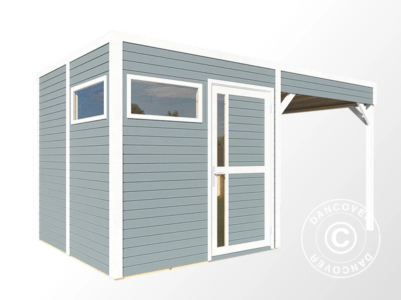 Szopa drewniana z daszkiem, Bertilo Cubus 2L, 4,49x2,34x2,32m, 5,1m²+ 5,15m², Szara - Image 3