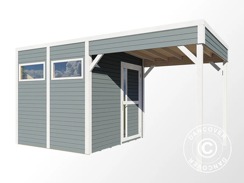 Szopa drewniana z daszkiem, Bertilo Cubus 2L, 4,49x2,34x2,32m, 5,1m²+ 5,15m², Szara - Image 4