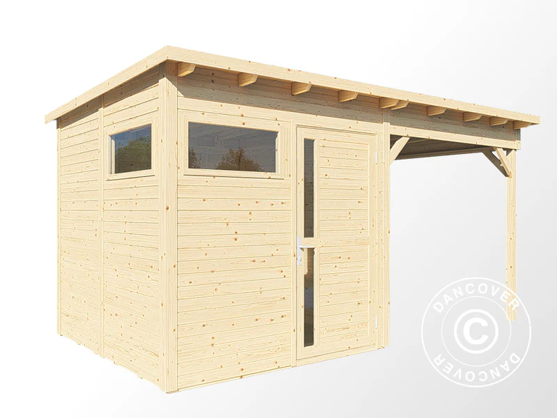 Szopa drewniana z daszkiem, Bertilo Pentus 2L, 4,49x2,34x2,33m, 5,1m²+5,1m², Naturalne drewno - Image 3