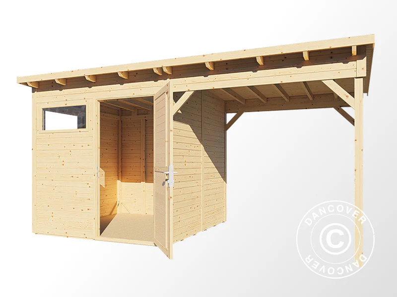 Szopa drewniana z daszkiem, Bertilo Pentus 2L, 4,49x2,34x2,33m, 5,1m²+5,1m², Naturalne drewno - Image 4
