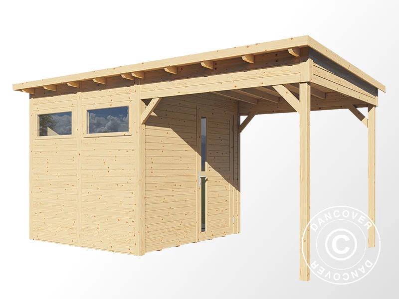 Szopa drewniana z daszkiem, Bertilo Pentus 2L, 4,49x2,34x2,33m, 5,1m²+5,1m², Naturalne drewno - Image 5