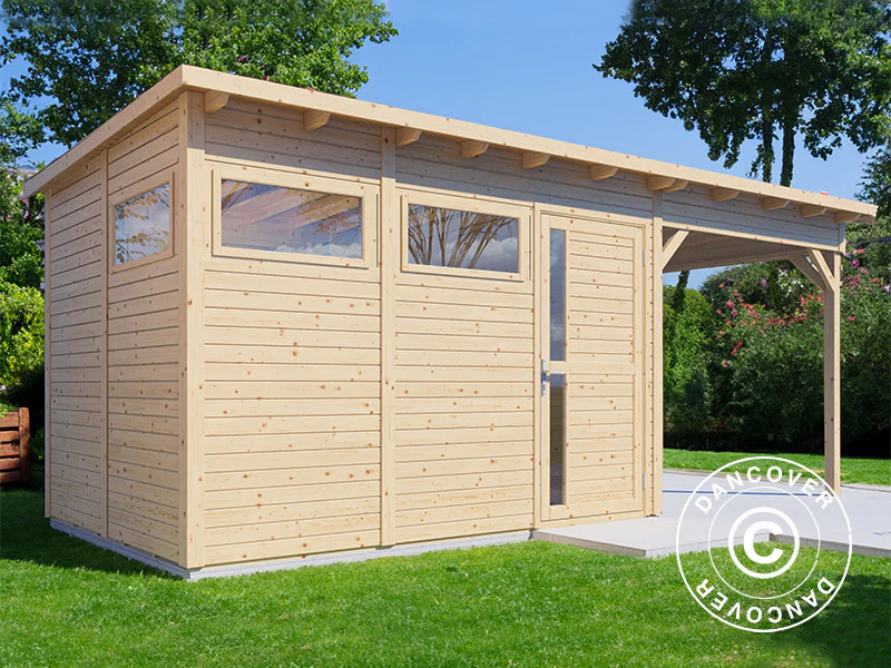Szopa drewniana z daszkiem, Bertilo Pentus 3L, 5,58x2,34x2,33m, 7,65m²+5,15m², Naturalne drewno - Image 2