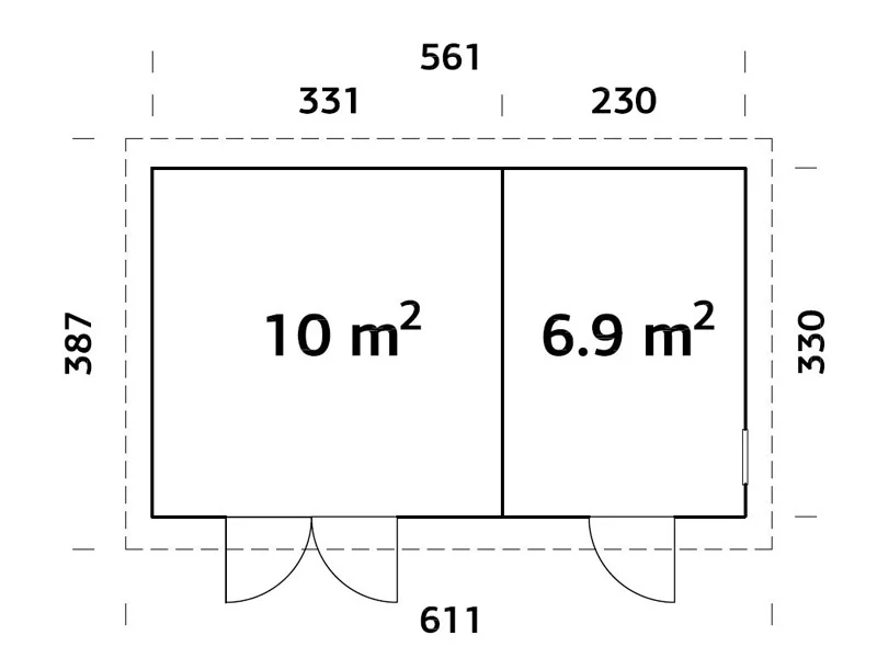 Szopa drewniana z podłogą, 5,61x3,3x2,59m, 16,9m², Naturalny - Image 6