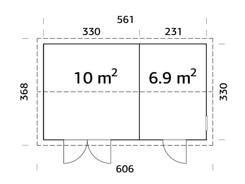 Szopa drewniana z podłogą, 5,61x3,3x2,61m, 16,9m², Naturalny - Image 5