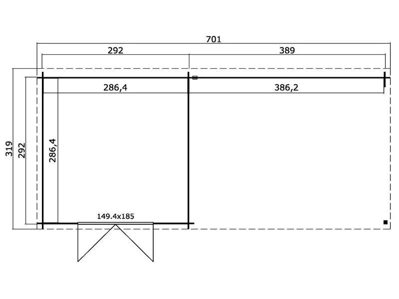 Szopa drewniana z zadaszeniem Molde, 6,81x2,92x2,11m, 19,8m2, Naturalne drewno - Image 3
