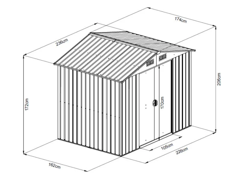 Szopa ogrodowa 2,36x1,74x2,06 m, 4,1 m2, ProShed®, Antracyt - Image 7