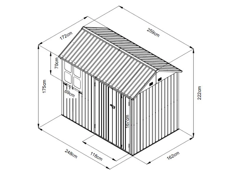 Szopa ogrodowa, 2,59x1,72x2,22m, 4,45m², ProShed®, Antracyt/Biały - Image 10
