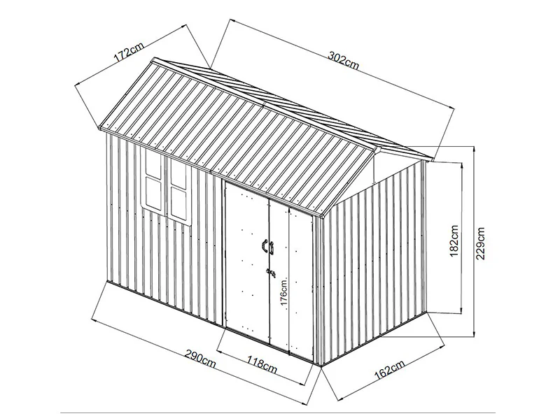 Szopa ogrodowa, 3,02x1,72x2,29m, 5,19m², Antracyt/Biały - Image 9