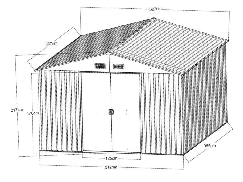 Szopa ogrodowa 3,22x3,67x2,17m, 11,8m2, ProShed®, Antracyt - Image 6