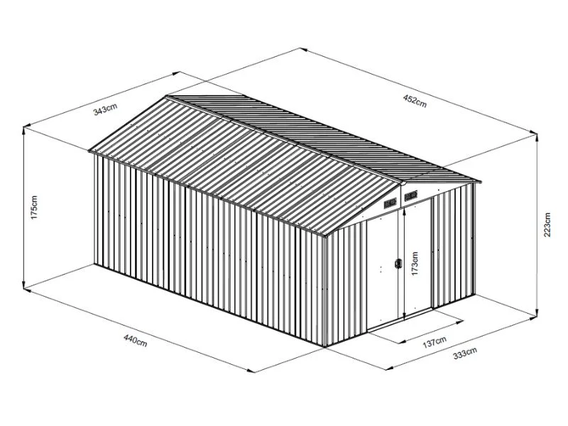 Szopa ogrodowa 3,43x4,52x2,23m, 15,5m², ProShed®, Antracyt - Image 6