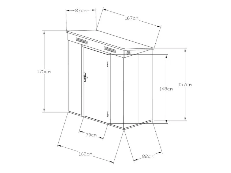 Szopa ogrodowa, metalowa szafka 1,67x0,87x1,75m, 1,45m2, ProShed®, Antracyt - Image 9