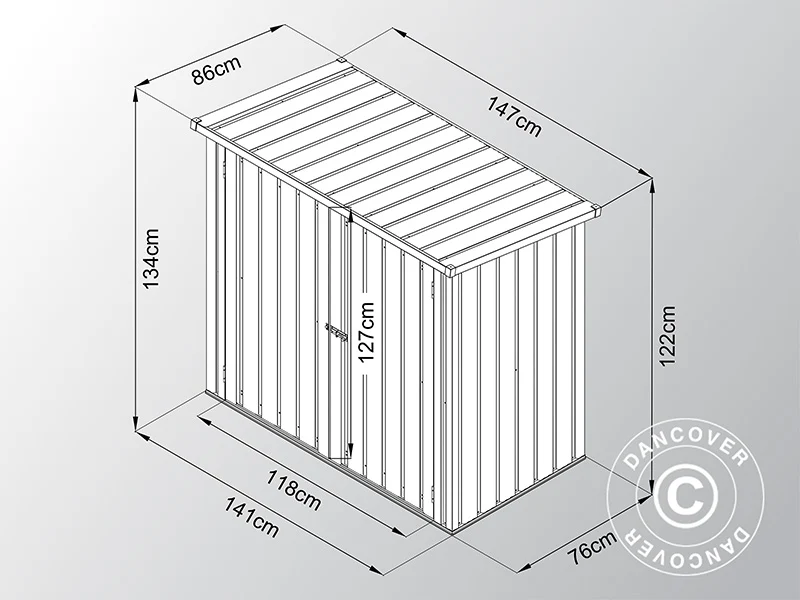 Szopa ogrodowa, szafka metalowa 1,47x0,86x1,34m, 1,26m², ProShed®, Antracyt - Image 3