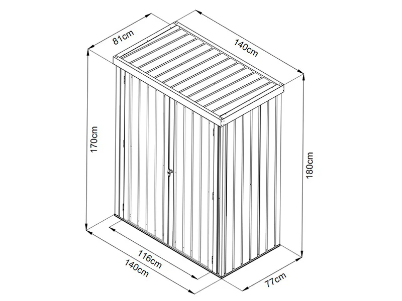 Szopa ogrodowa, szafa stalowa 1,4x0,81x1,8m, 1,13m², ProShed®, Antracyt - Image 10